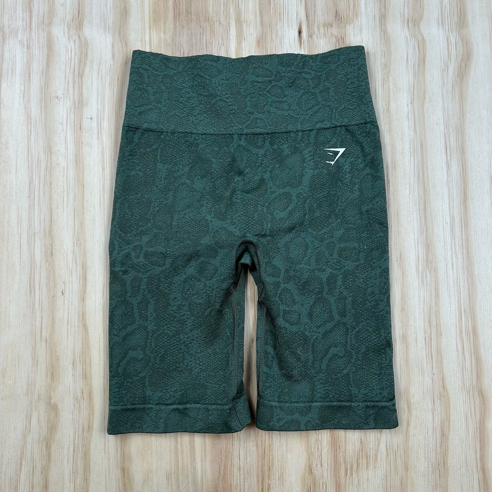 Gymshark Womens S‎ Green Camo Adapt Seamless Textured High-Waist Shorts